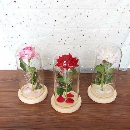 Rose Glass Cover With LED Light Ornaments