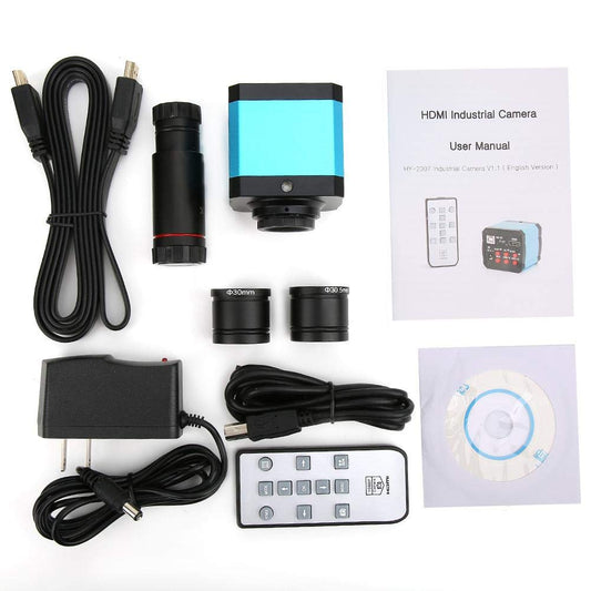37MP 1080P 60FPS USB Microscope Camera Video Industry Microscope Camera with Conversion Adapter 100-240V Microscope Digital Camera C Mount Microscope Camera (US Plug)