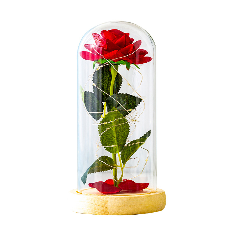 Rose Glass Cover With LED Light Ornaments